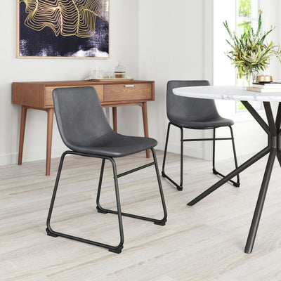 CHAIR  ZUO SMART 101995 | Dining Chair | Black Gray | 100% Polyurethane | Faux Leather | Inside | Use Interior Department Room Department Accommodation Studio Decoration Interiors Home Dinner Room Set