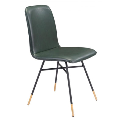 CHAIR ZUO VAR 101892 | Dining Chair | Black Green Gold | 100%Polyurethane | Faux Leather | Inside | Bar Restaurant Cafetería Food Court Bar Breakfast Kitchen Bistro Office Space