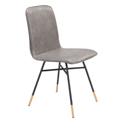 CHAIR ZUO VAR 101893 | Dining Chair | Black Gray Gold | 100%Polyurethane | Faux Leather | Inside | Bar Restaurant Cafetería Food Court Bar Breakfast Kitchen Bistro Office Space