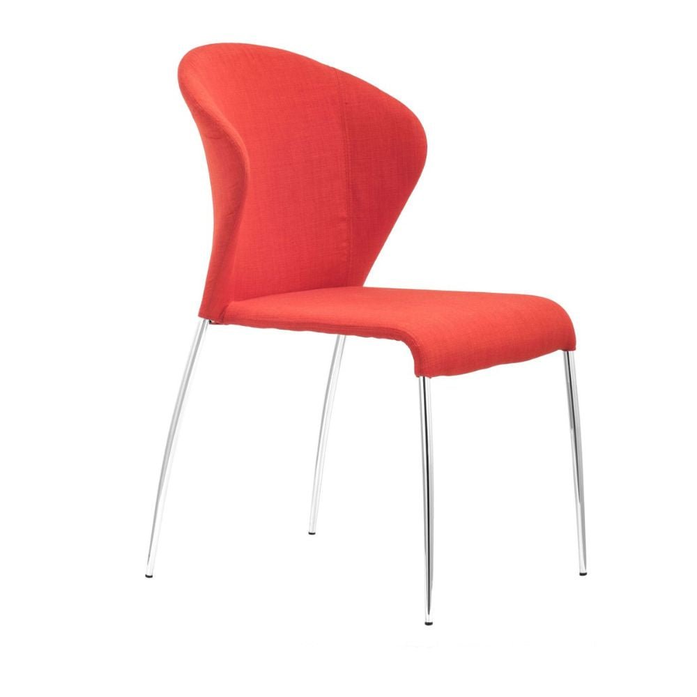 CHAIR ZUO OULU | Modern Dining Chair | Chromed Steel Base | Orange | Fabric 100% Polyester | Inside | House Living Room Restaurant Cafetería Food Court Hotel Banquete Rest Decoration Casual Dining Room Kitchen Modern
