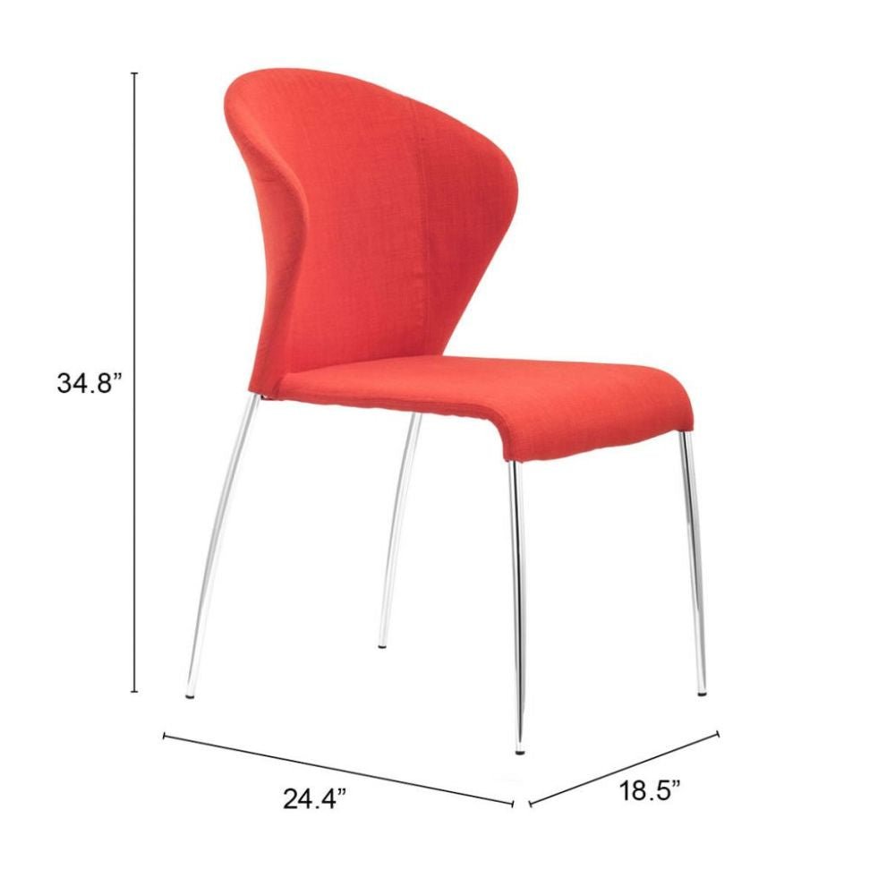CHAIR ZUO OULU | Modern Dining Chair | Chromed Steel Base | Orange | Fabric 100% Polyester | Inside | House Living Room Restaurant Cafetería Food Court Hotel Banquete Rest Decoration Casual Dining Room Kitchen Modern
