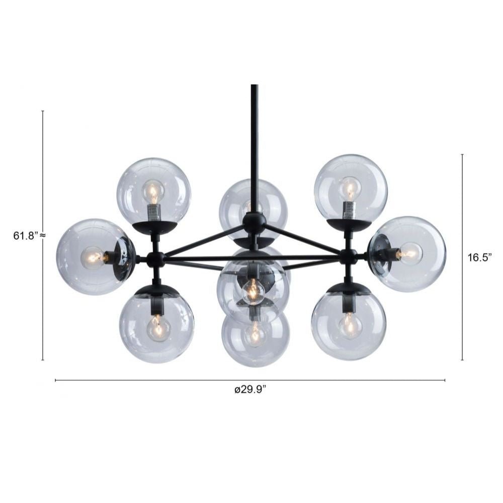 LAMP ZUO BELFAST | Ceiling Lamp for Dining Room | Black | Painted Steel Glass | Inside Bedroom Waiting Room Decorative Room Home Interior Decorative Lamp Lighting Floor Lamp Modern Lamp Light Kitchen Living Room Bedroom