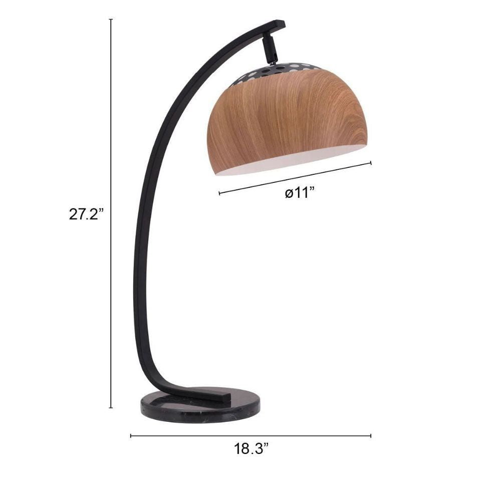 LAMP ZUO BRENTWOOD | Table Lamp for Room | Brown Black | Wood-Look Steel Marble | Inside Bedroom Waiting Room Decorative Room Home Interior Decorative Lamp Lighting Floor Lamp Modern Lamp Light Kitchen Living Room Bedroom