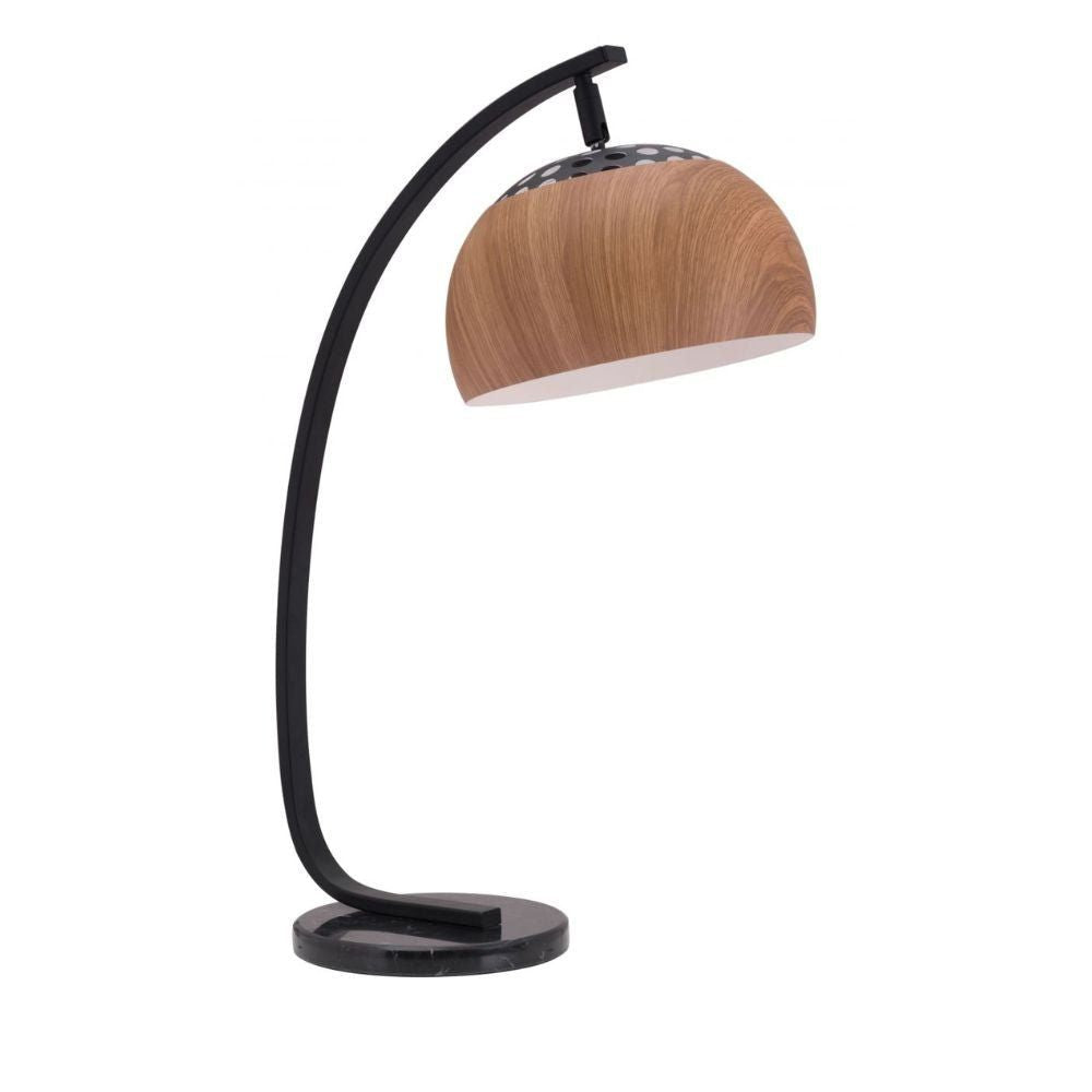 LAMP ZUO BRENTWOOD | Table Lamp for Room | Brown Black | Wood-Look Steel Marble | Inside Bedroom Waiting Room Decorative Room Home Interior Decorative Lamp Lighting Floor Lamp Modern Lamp Light Kitchen Living Room Bedroom