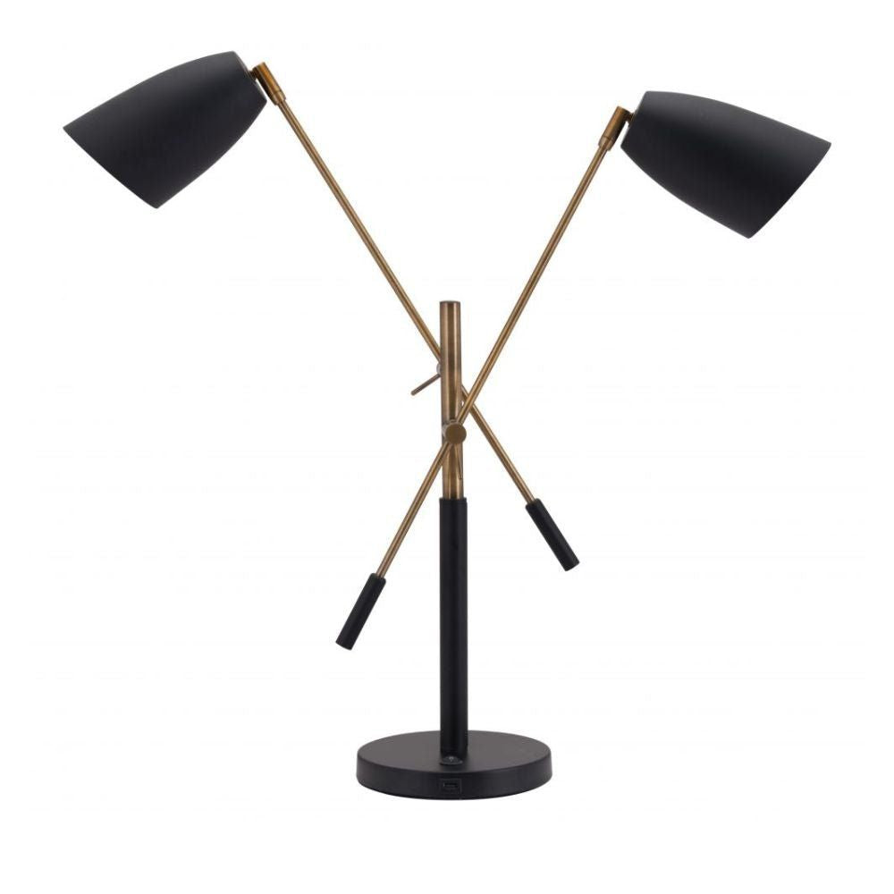 LAMP ZUO TANNER | Studio Table Lamp | Black Brass | Painted Steel | Inside Bedroom Waiting Room Decorative Room Home Interior Decorative Lamp Lighting Floor Lamp Modern Lamp Light Kitchen Living Room Bedroom