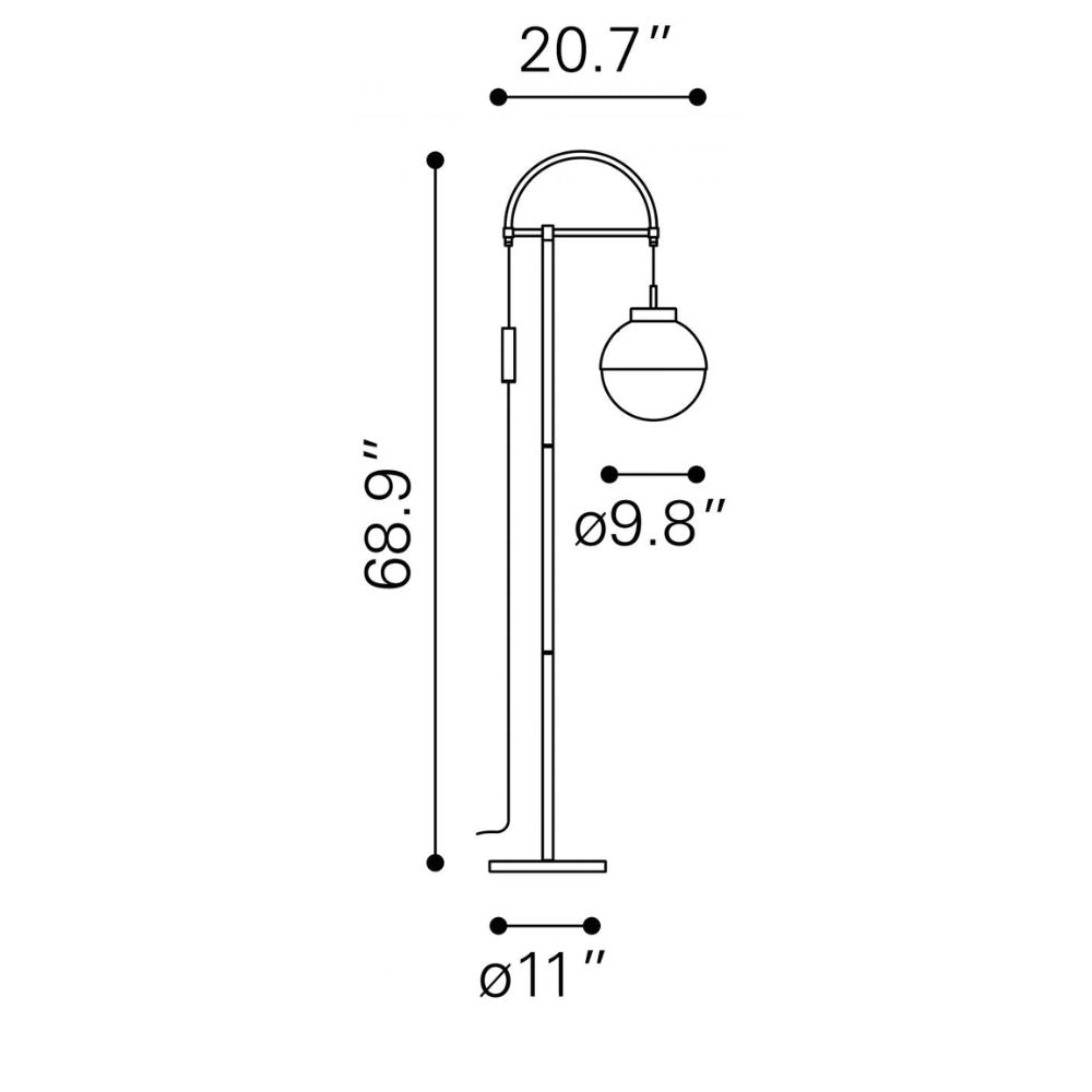 LAMP ZUO WATERLOO | Floor Lamp for Living Room | Galvanized Steel | Frosted Glass | Inside Bedroom Waiting Room Decorative Room Home Interior Decorative Lamp Lighting Floor Lamp Modern Lamp Light Kitchen Living Room Bedroom