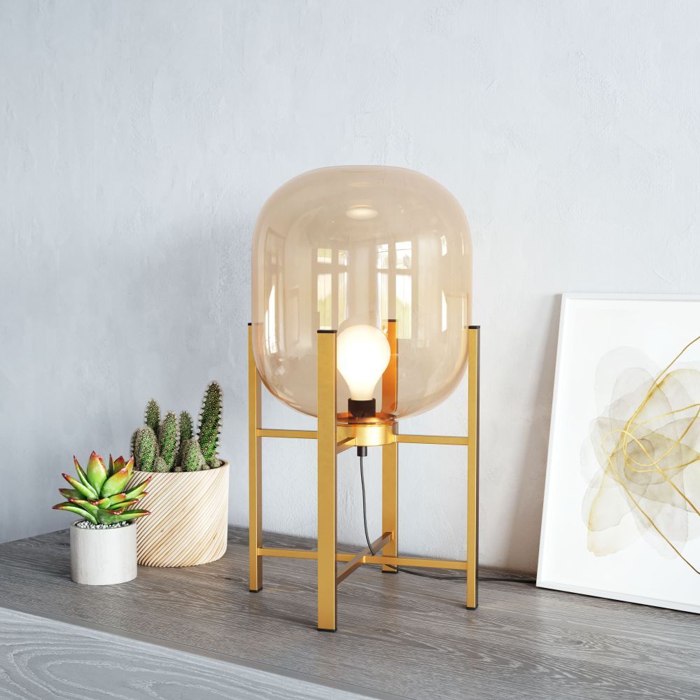 LAMP ZUO WONDERWALL | Room Table Lamp | Gold | Powder Coated Steel | Tinted Glass | Inside | Room Waiting Room Bedroom Decorative Home Interior Decoration Lamp Ilumination Modern Light Kitchen Set