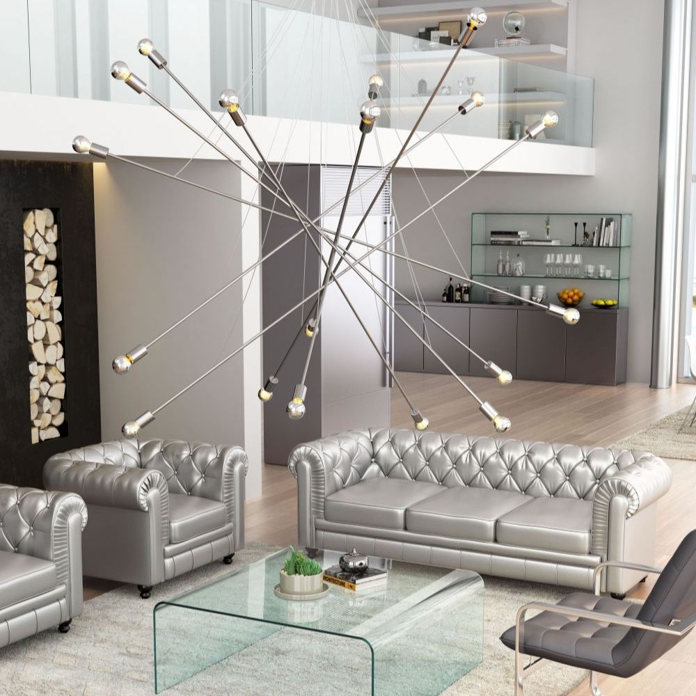 LAMP ZUO BELIEF | Ceiling Lamp for Living Room | Chrome | Chromed Steel | Inside Bedroom Waiting Room Decorative Room Home Interior Decorative Lamp Lighting Floor Lamp Modern Lamp Light Kitchen Living Room Bedroom Set