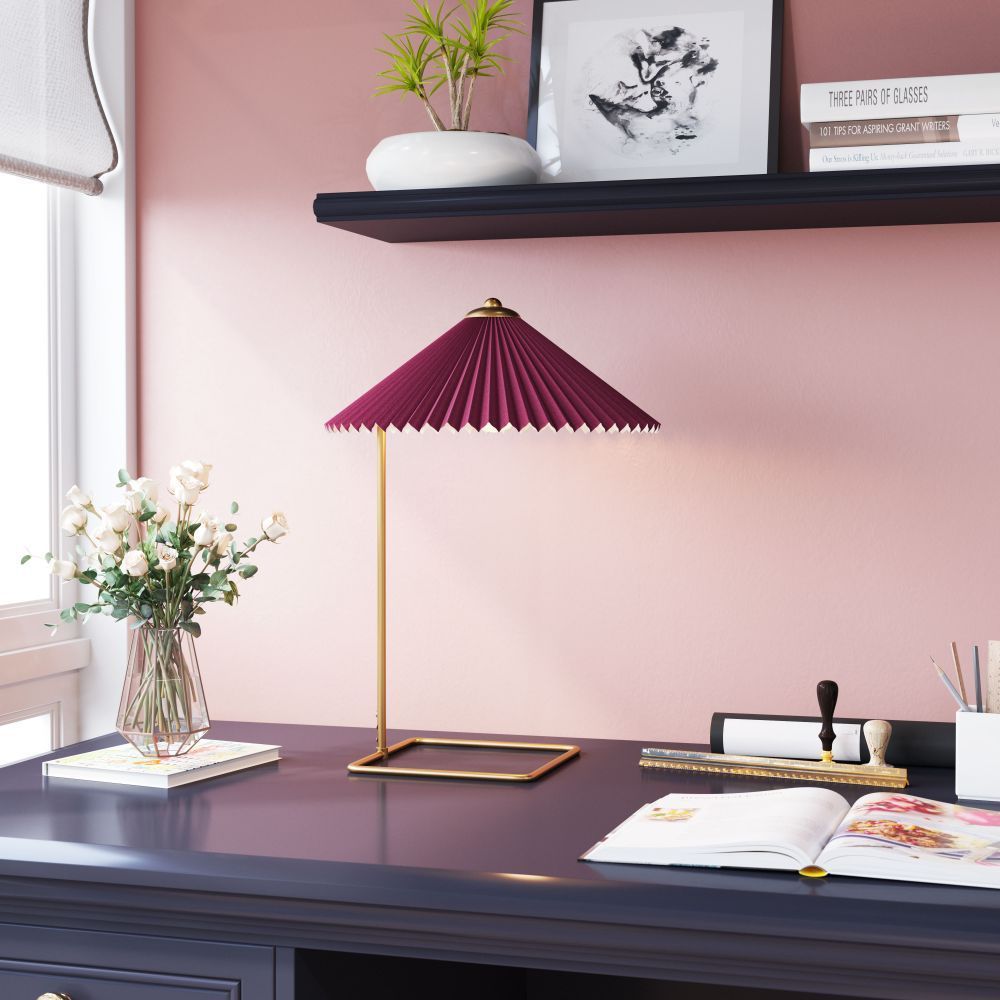 LAMP ZUO CHARO | Table Lamp for Studio | Red | Gold | Electroplated Steel | Inside | Room Waiting Room Bedroom Decorative Home Interior Decoration Lamp Ilumination Modern Light Kitchen
