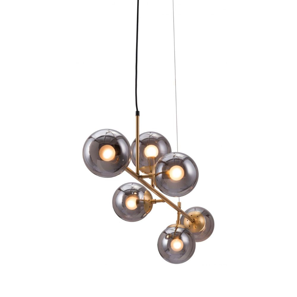 LAMP ZUO GISELA | Ceiling Light for Dining Room | Black Brass | Steel Tinted Glass | Inside Bedroom Waiting Room Decorative Room Home Interior Decorative Lamp Lighting Floor Lamp Modern Lamp Light Kitchen Living Room Bedroom