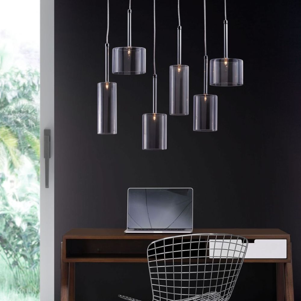 LAMP ZUO HALE | Ceiling Lamp for Living Room Bedroom | Transparent Glass | Chromed Steel | Inside Bedroom Waiting Room Decorative Room Home Interior Decorative Lamp Lighting Floor Lamp Modern Lamp Light Kitchen Living Room Bedroom Set