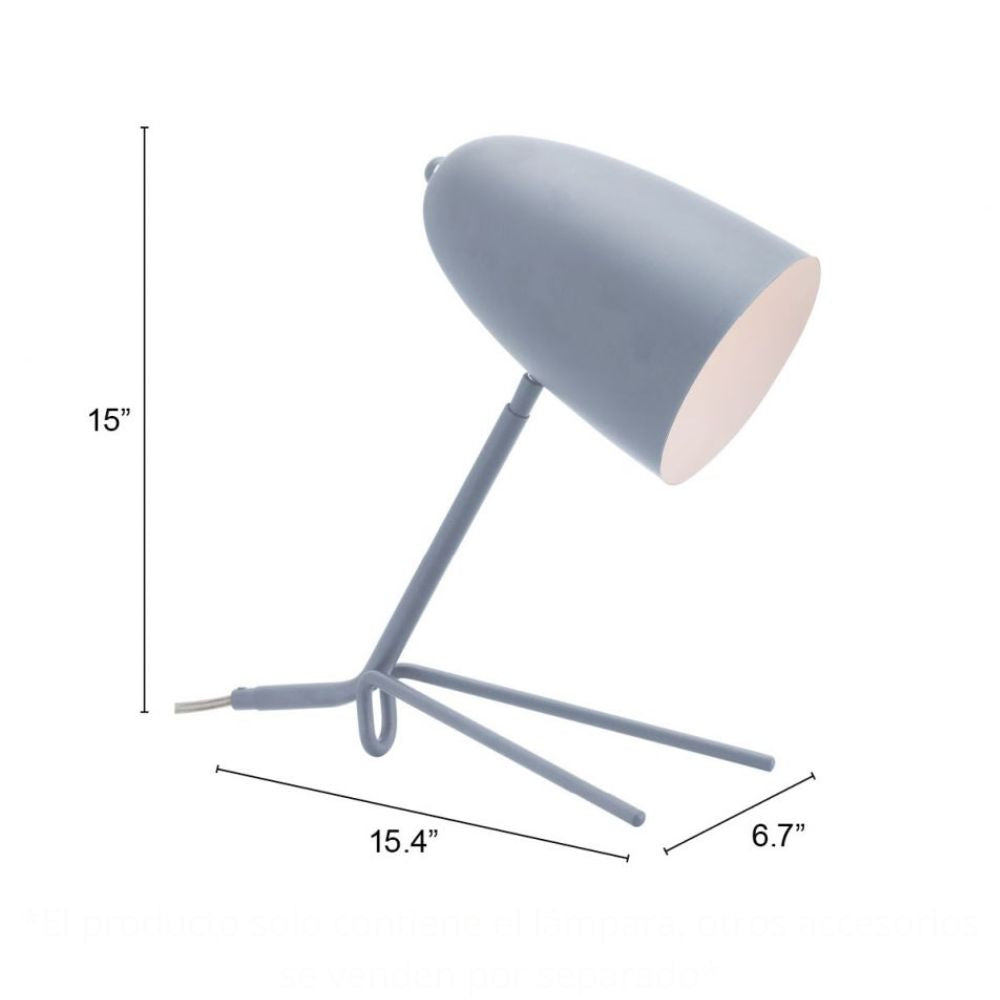 LAMP ZUO JAMISON | Table Lamp for Studio | Grey | Powder Coated Steel | Inside | Room Waiting Room Bedroom Decorative Home Interior Decoration Lamp Ilumination Modern Light Kitchen