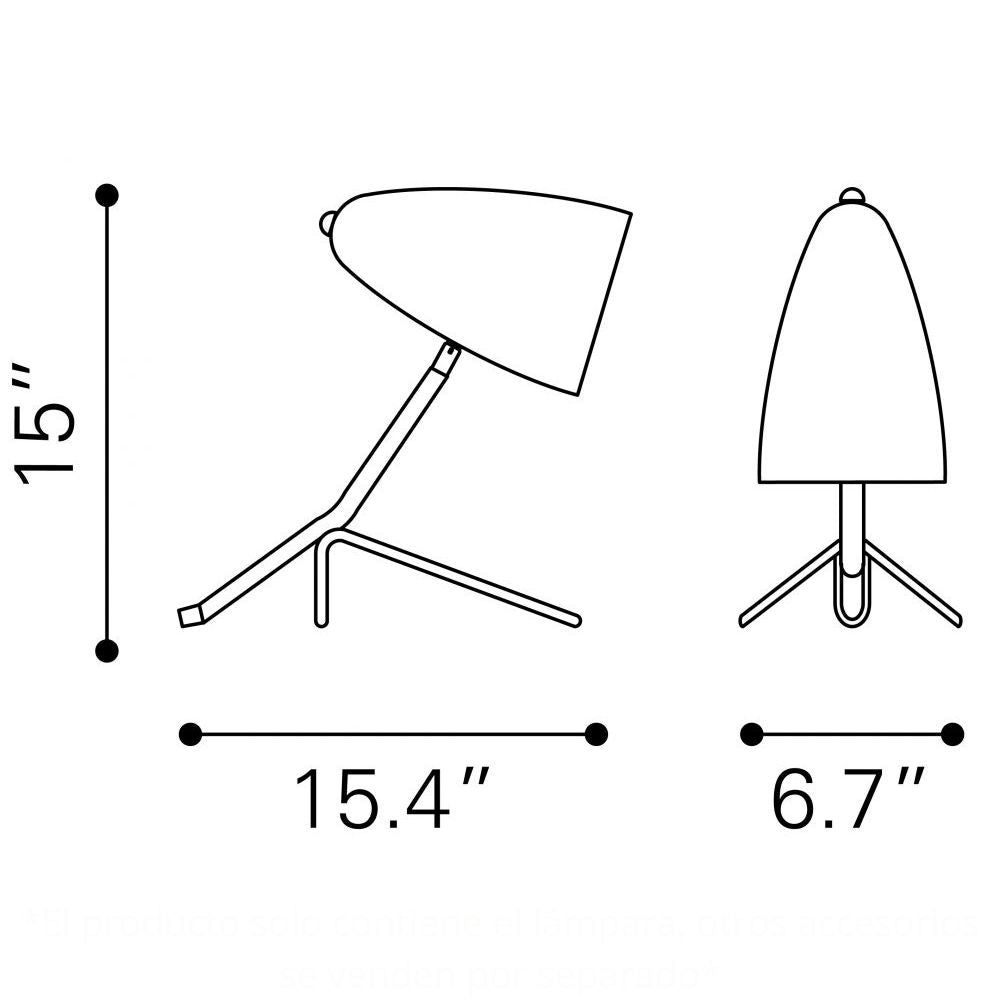 LAMP ZUO JAMISON | Table Lamp for Studio | Grey | Powder Coated Steel | Inside | Room Waiting Room Bedroom Decorative Home Interior Decoration Lamp Ilumination Modern Light Kitchen