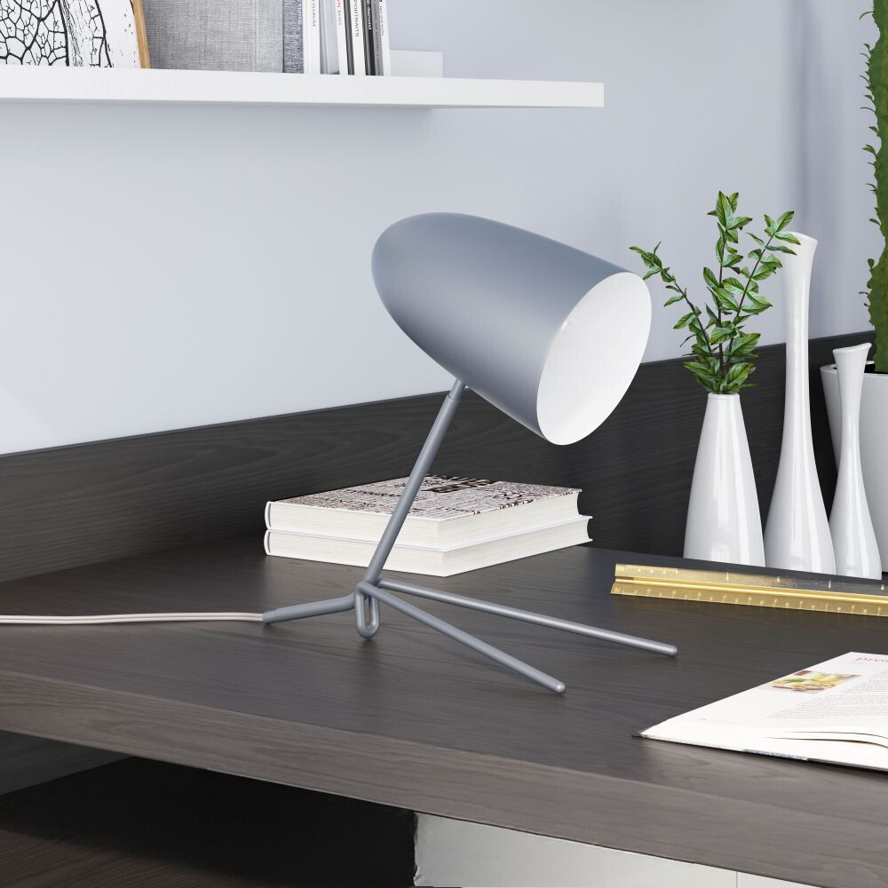 LAMP ZUO JAMISON | Table Lamp for Studio | Grey | Powder Coated Steel | Inside | Room Waiting Room Bedroom Decorative Home Interior Decoration Lamp Ilumination Modern Light Kitchen Set