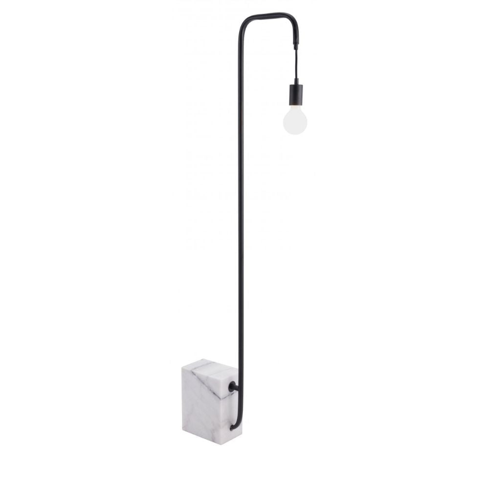 LAMP ZUO LANCIA | Floor Lamp for Living Room | White Marble Base Structure | Black | Steel | Inside Bedroom Waiting Room Decorative Room Home Interior Decorative Lamp Lighting Floor Lamp Modern Lamp Light Kitchen Living Room Bedroom