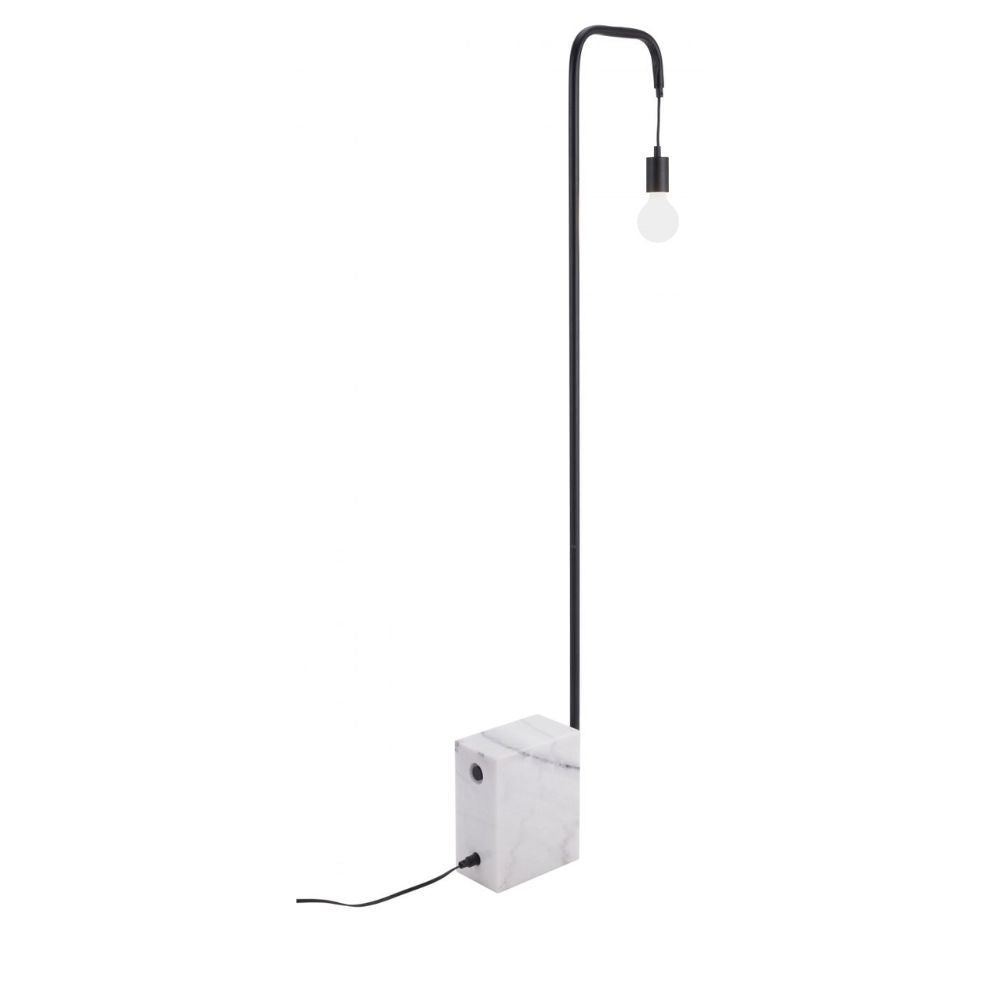 LAMP ZUO LANCIA | Floor Lamp for Living Room | White Marble Base Structure | Black | Steel | Inside Bedroom Waiting Room Decorative Room Home Interior Decorative Lamp Lighting Floor Lamp Modern Lamp Light Kitchen Living Room Bedroom
