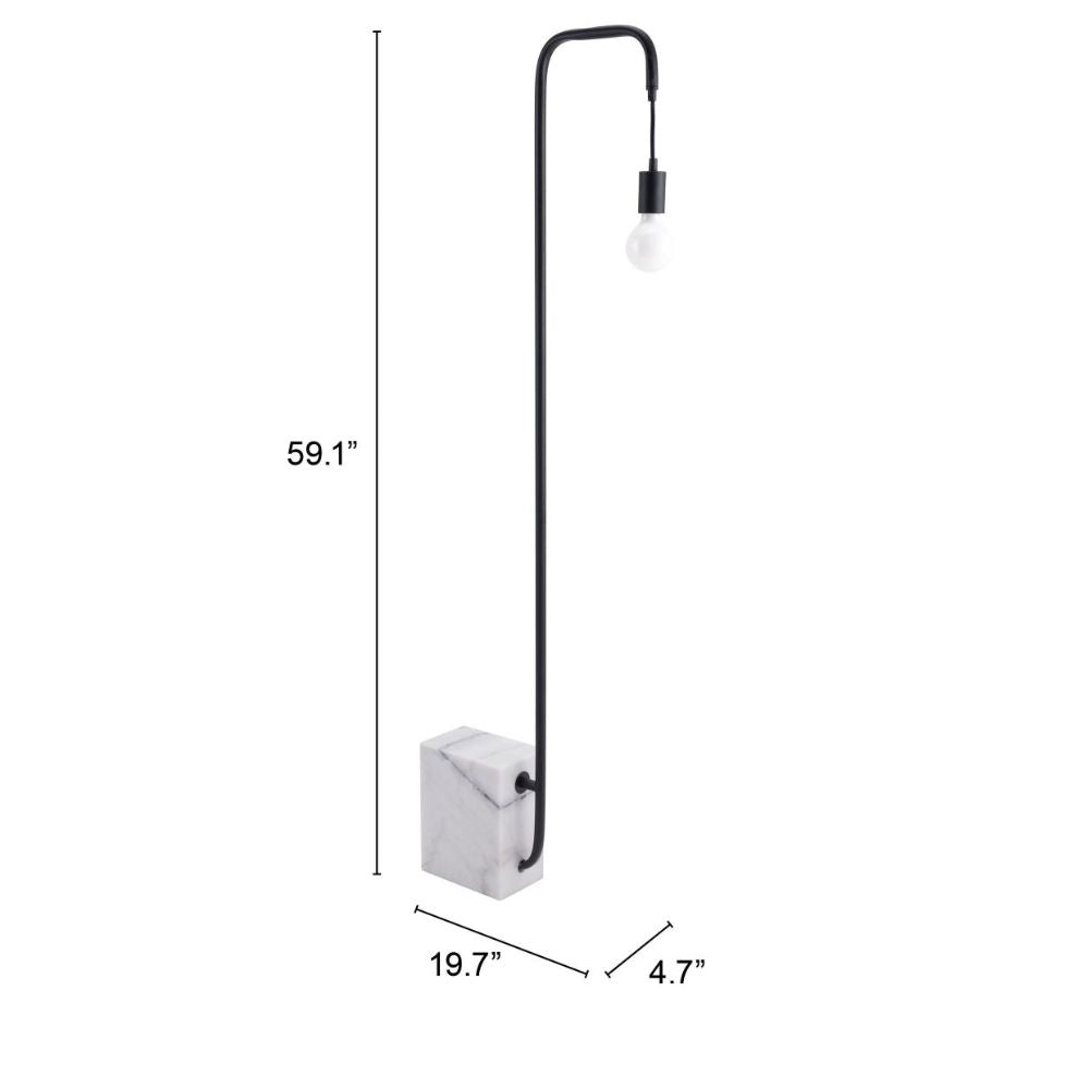 LAMP ZUO LANCIA | Floor Lamp for Living Room | White Marble Base Structure | Black | Steel | Inside Bedroom Waiting Room Decorative Room Home Interior Decorative Lamp Lighting Floor Lamp Modern Lamp Light Kitchen Living Room Bedroom