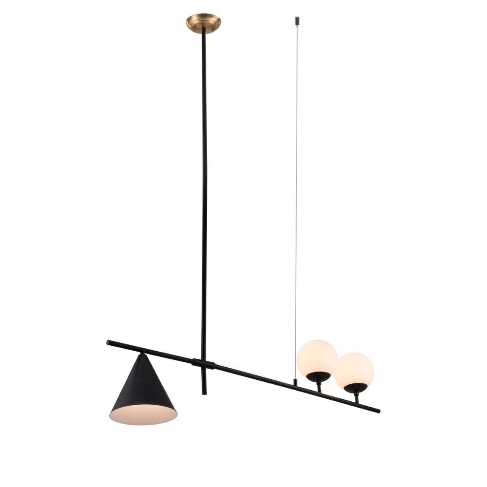 LAMP ZUO RICHIZA | Ceiling Light for Dining Room | Black | Steel Frosted Glass | Inside Bedroom Waiting Room Decorative Room Home Interior Decorative Lamp Lighting Floor Lamp Modern Lamp Light Kitchen Living Room Bedroom