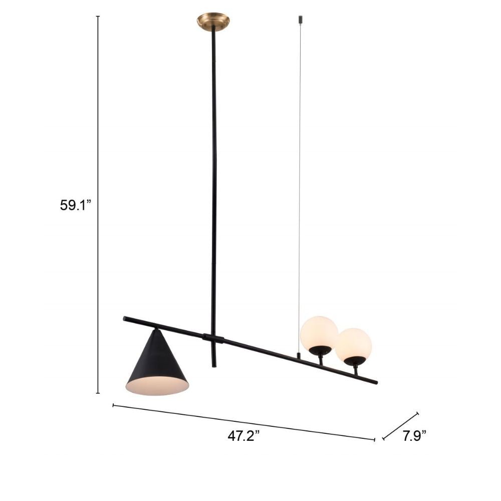 LAMP ZUO RICHIZA | Ceiling Light for Dining Room | Black | Steel Frosted Glass | Inside Bedroom Waiting Room Decorative Room Home Interior Decorative Lamp Lighting Floor Lamp Modern Lamp Light Kitchen Living Room Bedroom