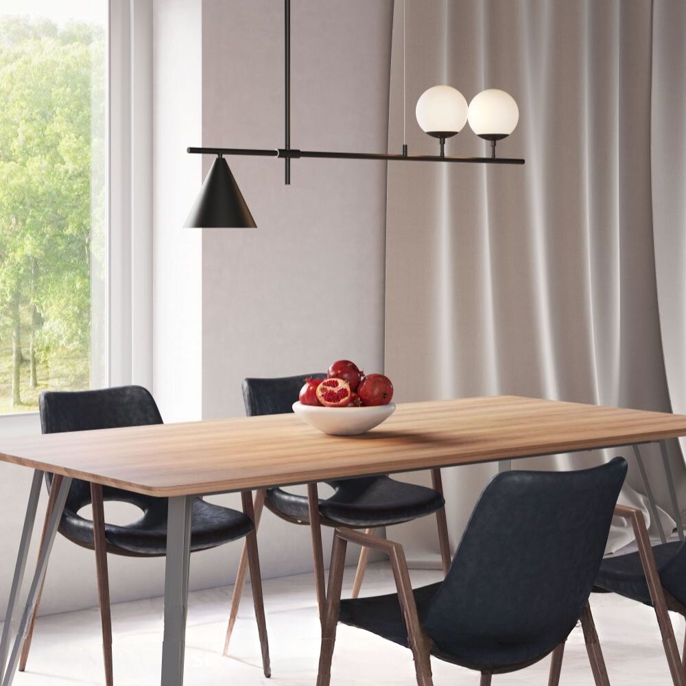 LAMP ZUO RICHIZA | Ceiling Light for Dining Room | Black | Steel Frosted Glass | Inside Bedroom Waiting Room Decorative Room Home Interior Decorative Lamp Lighting Floor Lamp Modern Lamp Light Kitchen Living Room Bedroom Set