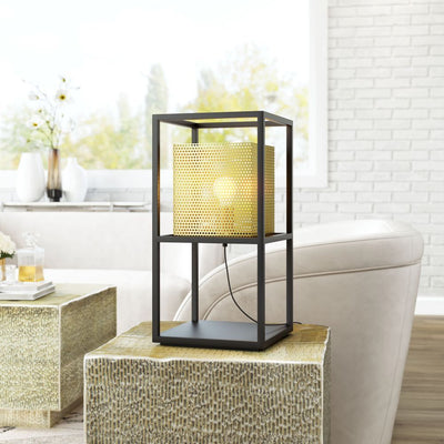 LAMP ZUO YVES | Room Table Lamp | Black | Gold | Powder Coated Steel | Electroplated Steel | Inside | Room Waiting Room Bedroom Decorative Home Interior Decoration Lamp Ilumination Modern Light Kitchen