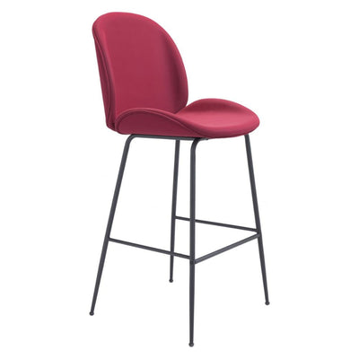 STOOL MILES ZUO 101742 | Barstool | Black Red | 100% Polyurethane | Faux Leather | Inside | Interior Bar Restaurant Cafetería Food Court Bar Breakfast Kitchen Bistro