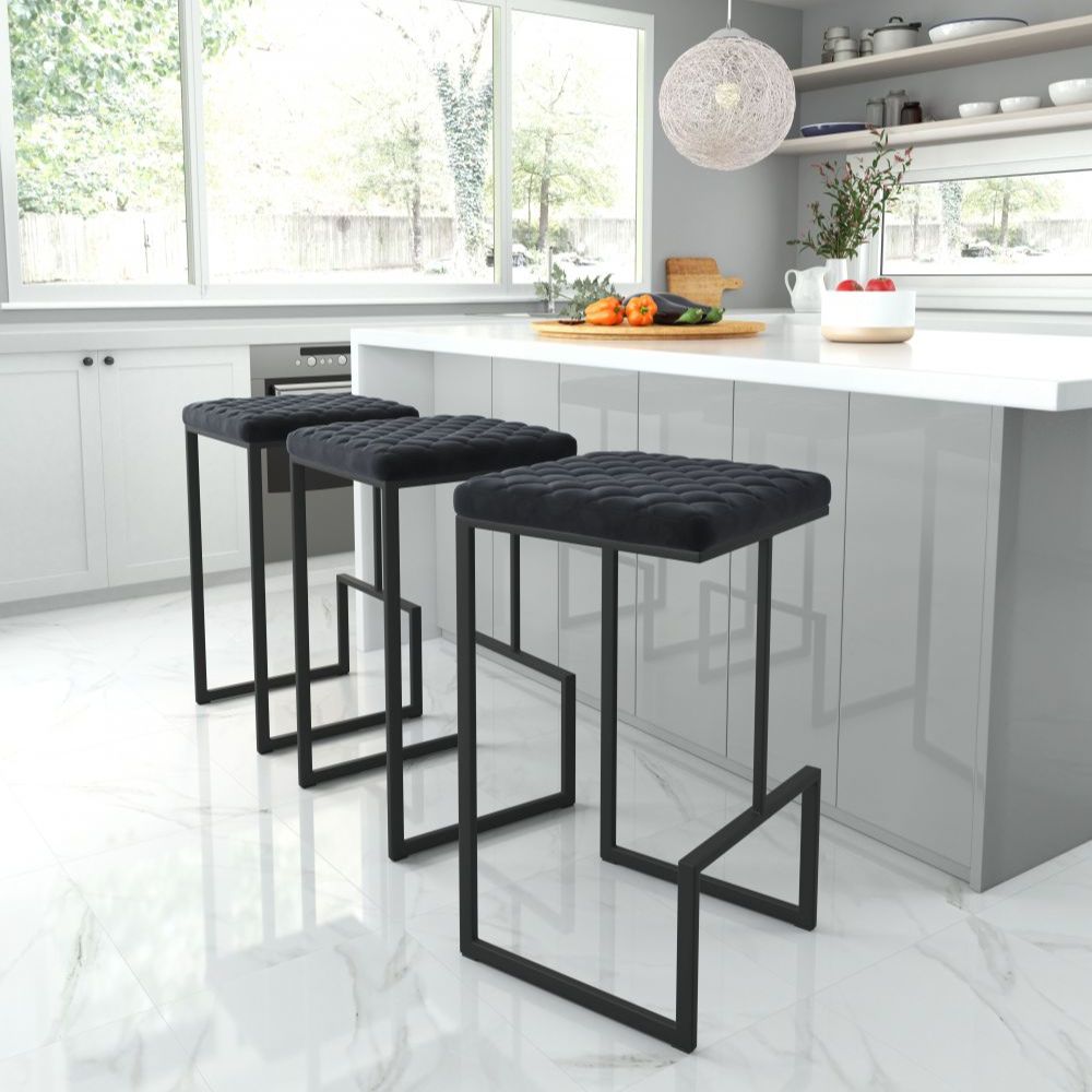 STOOL ZUO ELEMENT 101457 | Counter Stool for Kitchen | Black | 100% Polyester | Fabric Velvet | Inside | Bar Restaurant Cafetería Food Court Bar Breakfast Kitchen Bistro Space Set