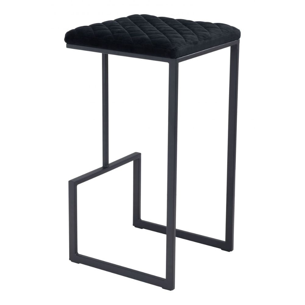 STOOL ZUO ELEMENT 101457 | Counter Stool for Kitchen | Black | 100% Polyester | Fabric Velvet | Inside | Bar Restaurant Cafetería Food Court Bar Breakfast Kitchen Bistro Space