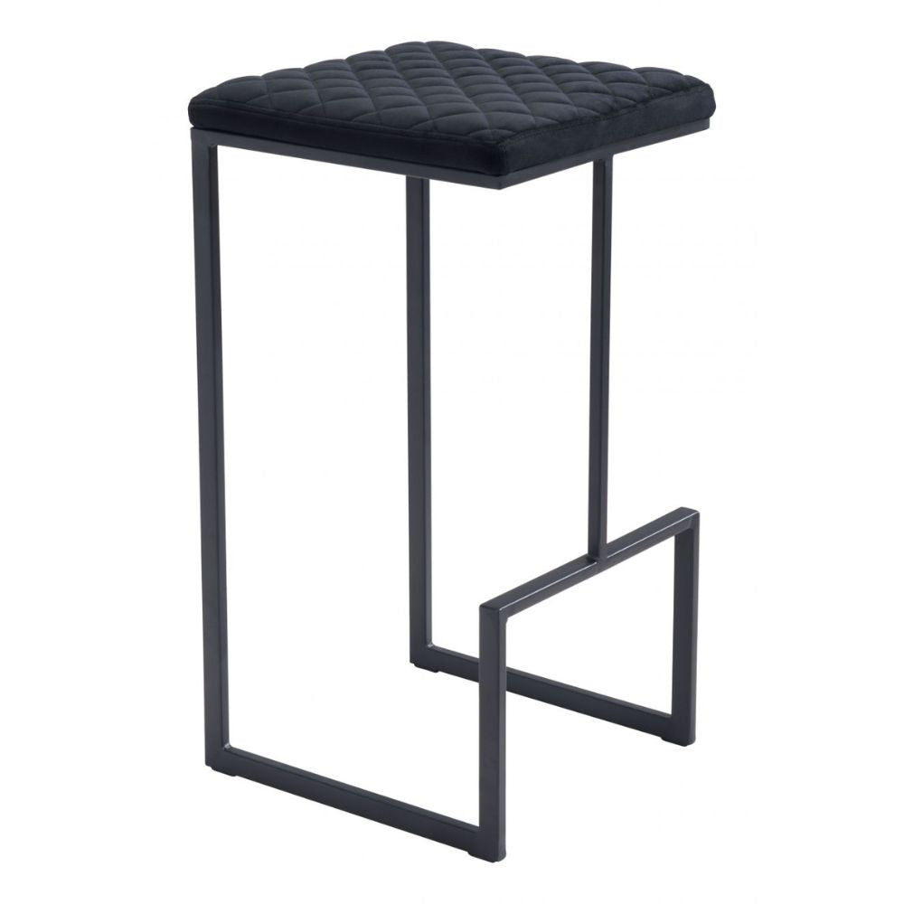 STOOL ZUO ELEMENT 101457 | Counter Stool for Kitchen | Black | 100% Polyester | Fabric Velvet | Inside | Bar Restaurant Cafetería Food Court Bar Breakfast Kitchen Bistro Space