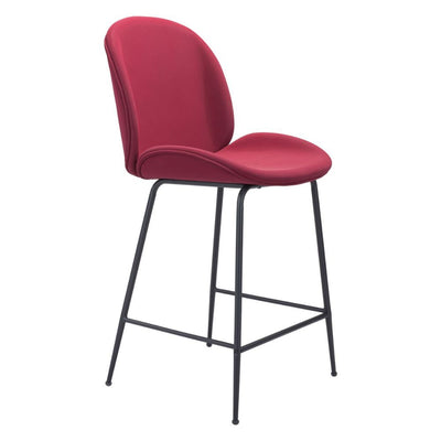 STOOL ZUO MILES 101745 | Counter Stool for Home and Bar | Red Black | 100% Polyurethane | Faux Leather | Inside | Bar Restaurant Cafetería Food Court Bar Breakfast Kitchen Bistro Office Space