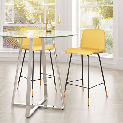 STOOL ZUO VAR 101894 |Bar Stool | Black Yellow Gold | 100%Polyester | Fabric | Inside | Bar Restaurant Cafetería Food Court Bar Breakfast Kitchen Bistro Office Space Set