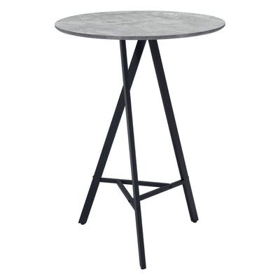 TABLE  ZUO  METZ | Bar Table | Black Gray | Faux Wood MDF | Powder Coated Steel | Inside | Kitchen Living Room Office Bar Area