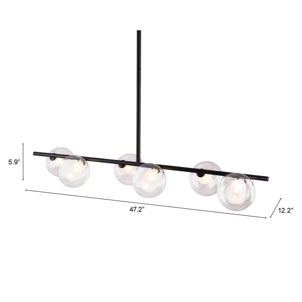 ZUO KEYOZ LAMP | Ceiling Light for Dining Room | Black | Steel Transparent Glass | Indoor Use Bedroom Waiting Room Decorative Room Home Interior Decorative Lamp Lighting Floor Lamp Modern Lamp Light Kitchen Living Room Bedroom